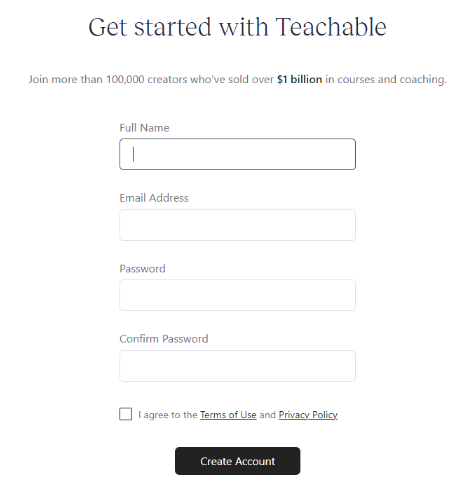 New Teachable Account