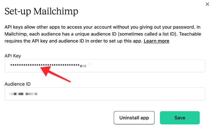 Mailchimp integration on Teachable
