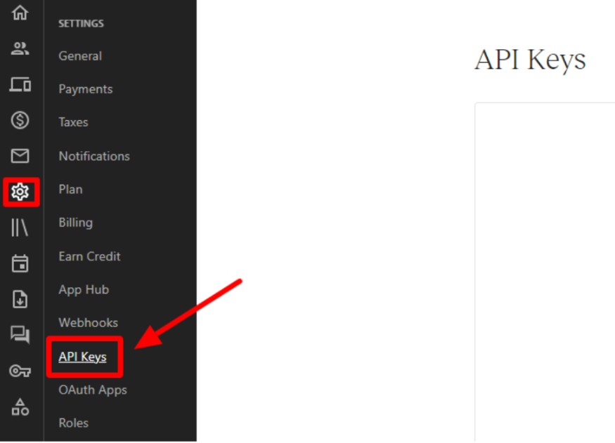 Click On The API Keys Option