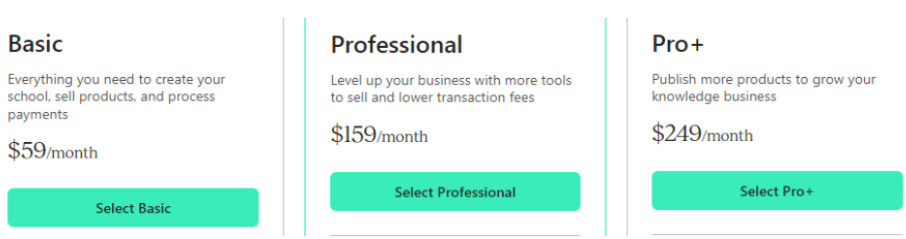 Pricing Plans Table