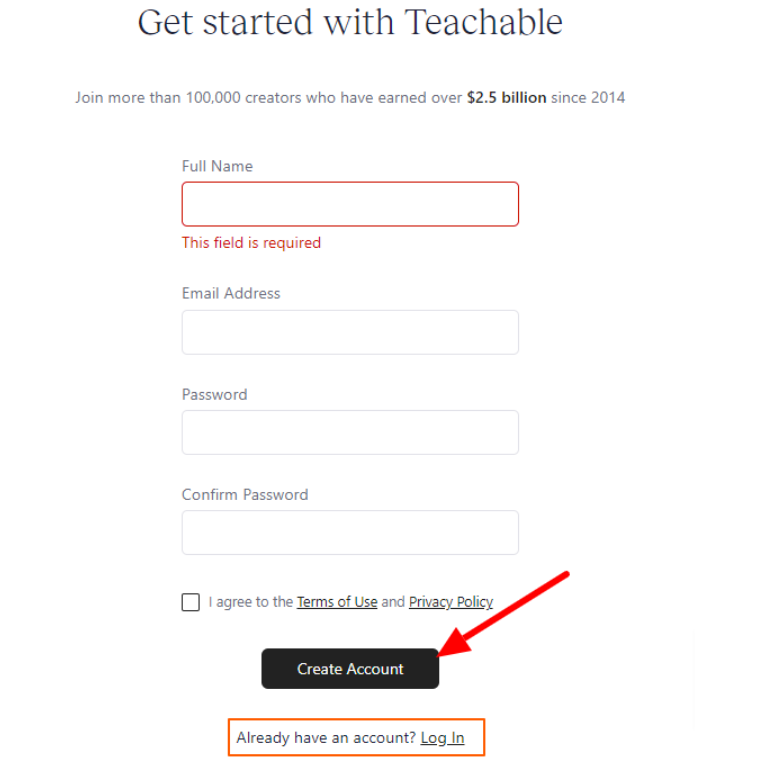 SIgn Up To Teachable