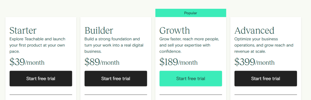 Teachable Pricing Plans Teachable Pricing Plans