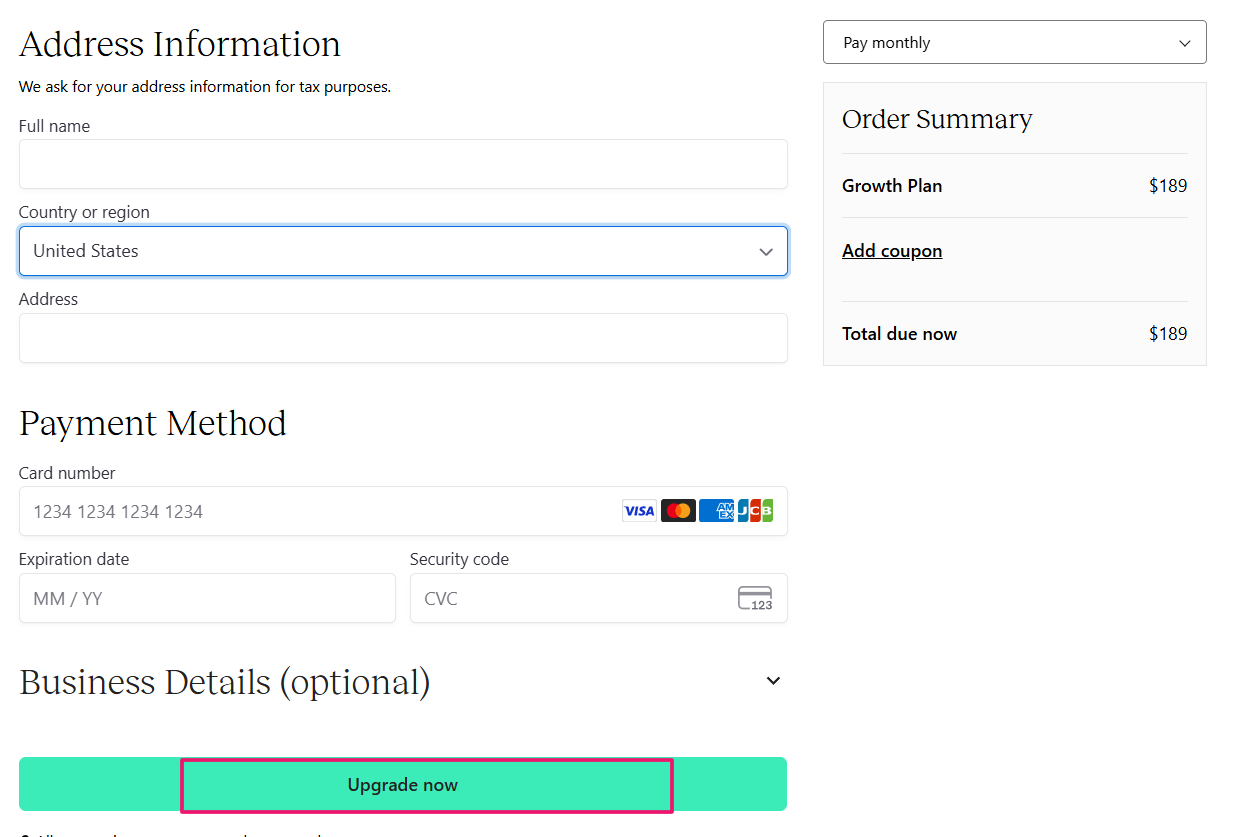 Enter Your Billing Address