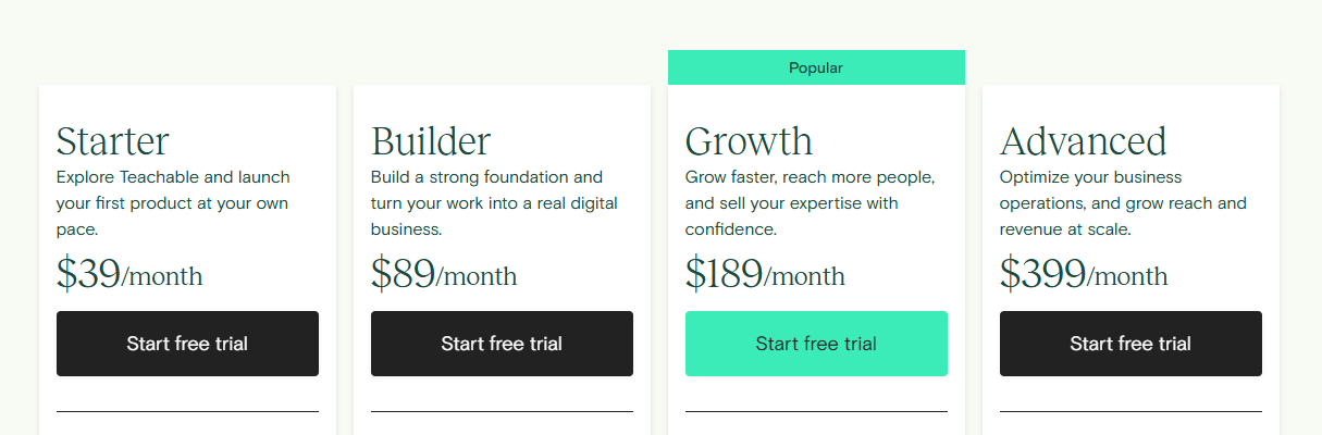 Teachable Pricing Plans Teachable Pricing Plans