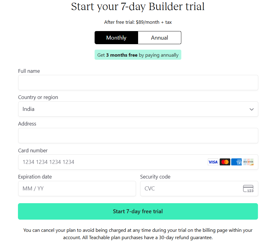 Teachable Checkout Page 