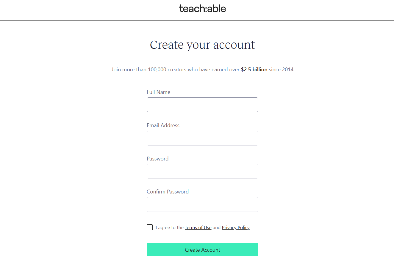 New Teachable Account New Teachable Account