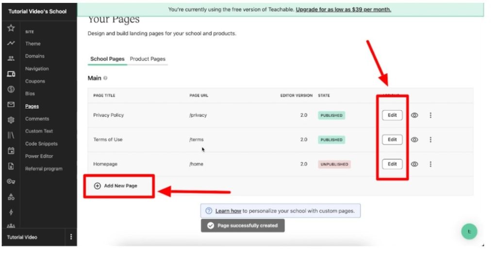 Click to create a new page Click to create a new page