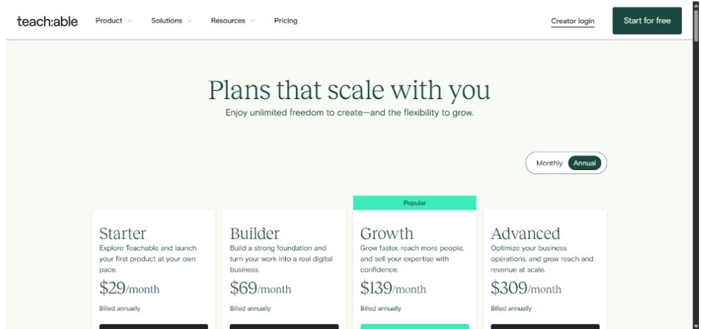 Teachable Pricing Teachable Pricing