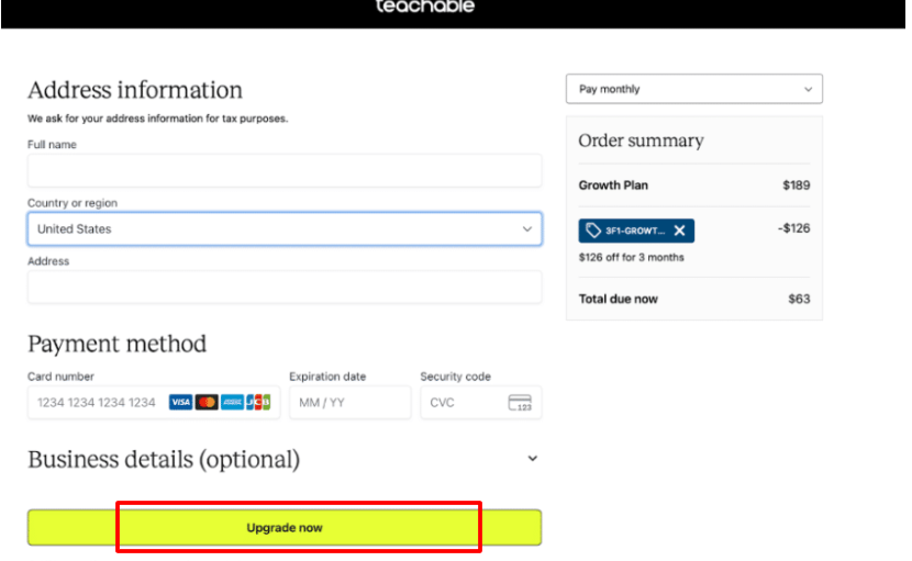 Enter your Payment Details